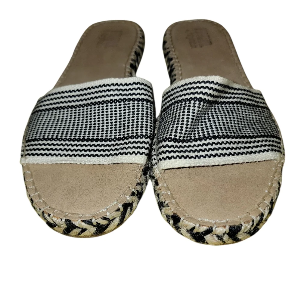 Farylrobin Black And White Espadrille Slides Size 7.5